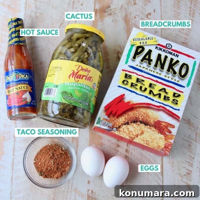 Ingredients for crispy cactus tacos