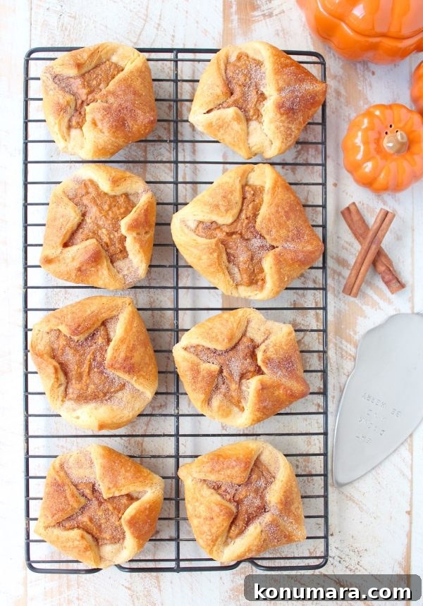pumpkin filled pastries on wire baking rack