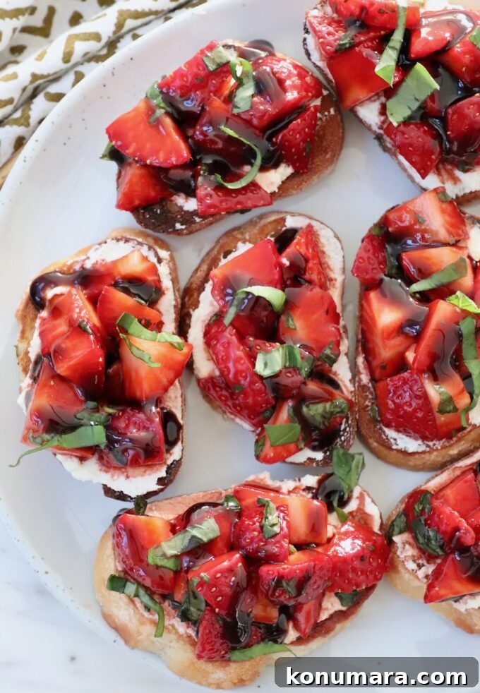strawberry bruschetta on a plate