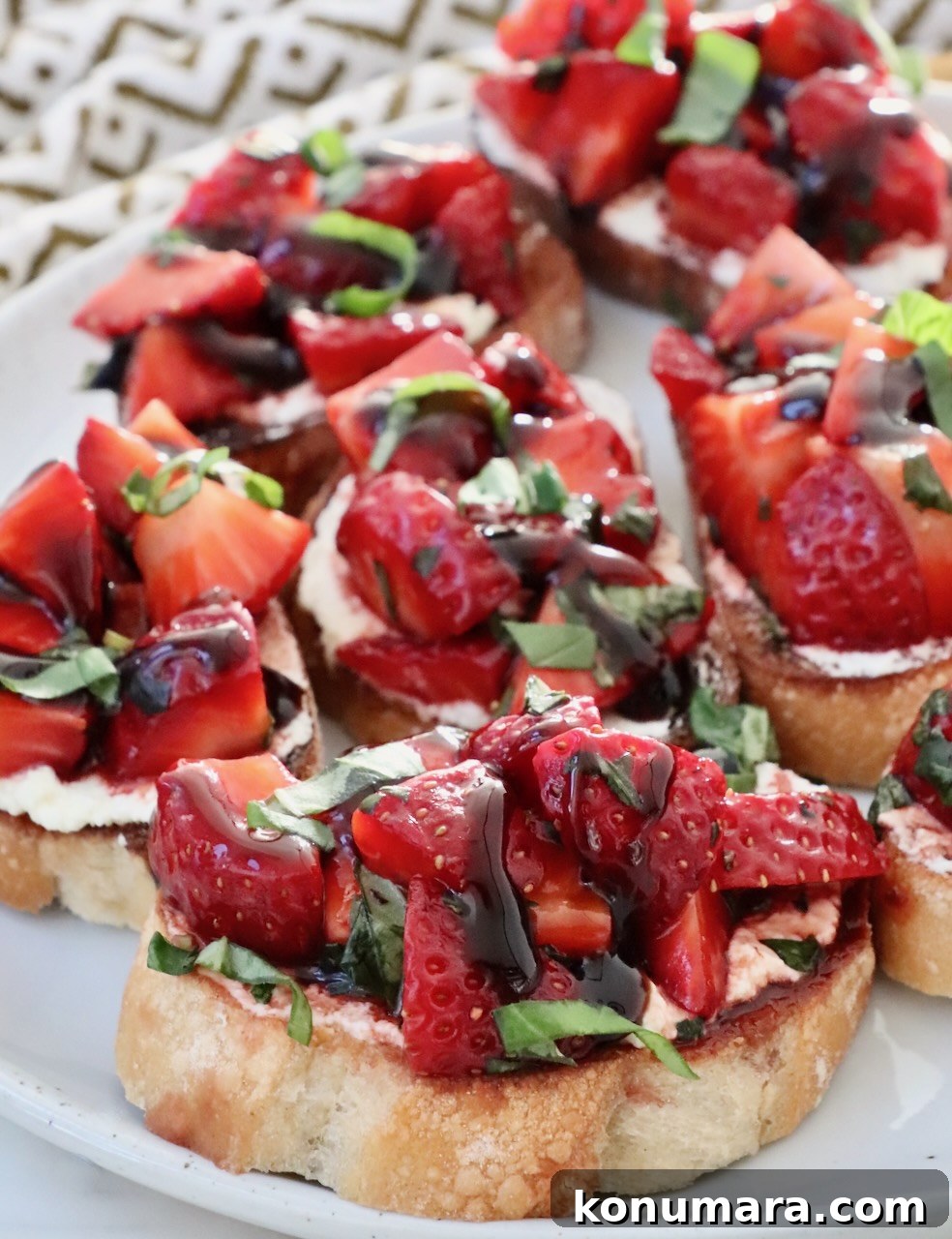strawberry bruschetta on a plate