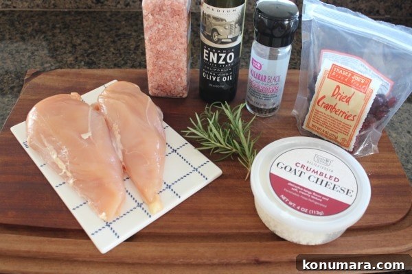 Juicy Goat Cheese and Cranberry Stuffed Chicken Breasts Recipe 4 Cranberry Goat Cheese Stuffed Chicken Ingredients