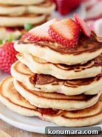 Strawberry Pancakes with Cream Cheese Syrup