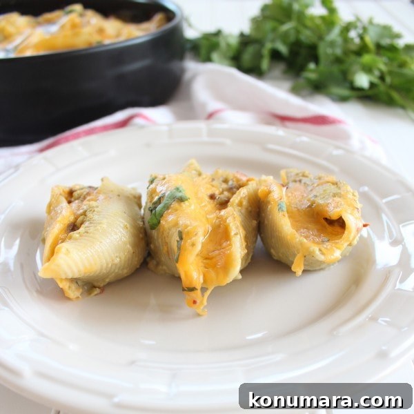 Baked Mexican Stuffed Shells with Creamy Green Chili Sauce 4 Cheesy Mexican Stuffed Shells
