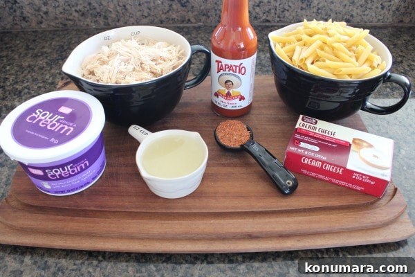 Cheesy Mexican Chicken Penne Pasta 5 Mexican Chicken Cheesy Penne Ingredients