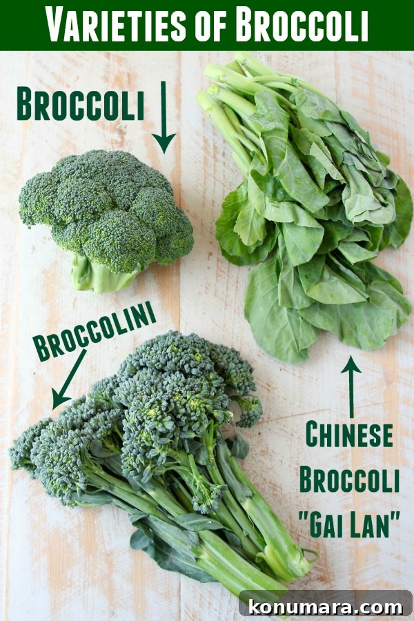 Authentic Thai Drunken Noodles (Pad Kee Mao) Recipe 12 Broccoli, Chinese broccoli and broccolini displayed on white cutting board