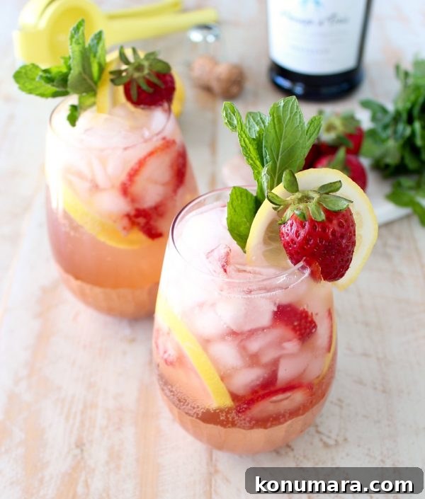 strawberry lemon sangria in glasses