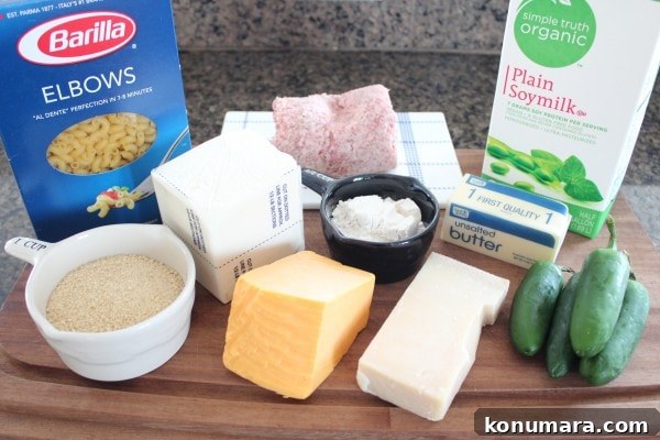 Sausage Jalapeño Macaroni and Cheese Ingredients