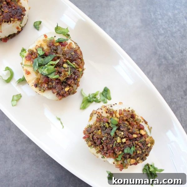 Seared Scallops with Bacon Pistachio Crust Recipe 2 Pistachio Bacon Crusted Scallops