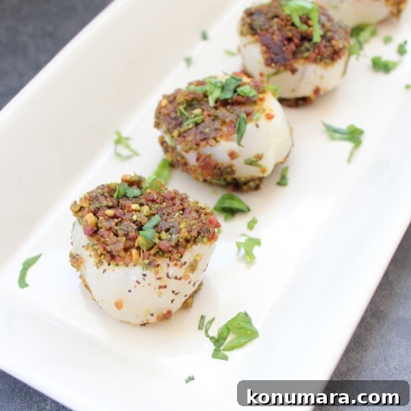 Seared Scallops with Bacon Pistachio Crust Recipe 8 Bacon Herb Crusted Scallops