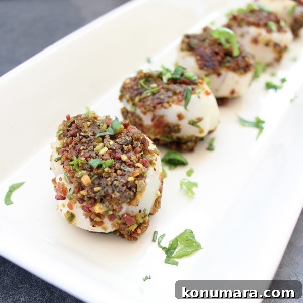 Seared Scallops with Bacon Pistachio Crust Recipe 3 Pistachio Bacon Crusted Scallops