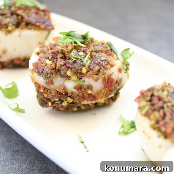 Seared Scallops with Bacon Pistachio Crust Recipe 4 Pistachio Bacon Crusted Scallops