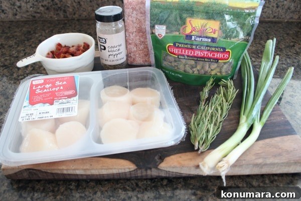 Seared Scallops with Bacon Pistachio Crust Recipe 6 Pistachio Bacon Crusted Scallops Ingredients