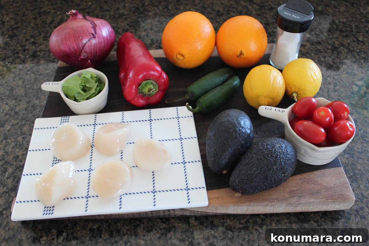 Zesty Scallop Ceviche with Creamy Avocado 3 Scallop Ceviche Ingredients