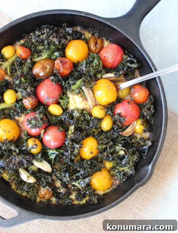 Tomato and Kale Skillet with Creamy Polenta 7 Cheesy Polenta Skillet with Roasted Kale and Tomatoes