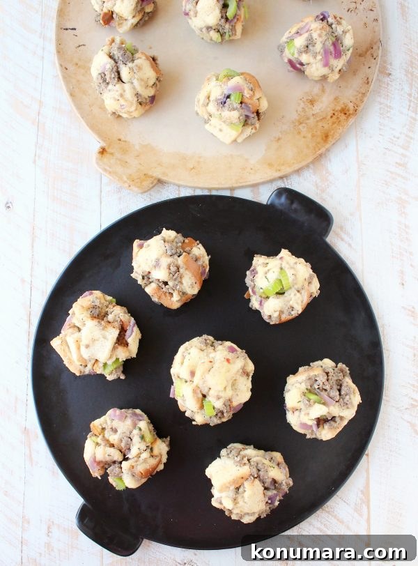 Oven-Baked Sausage Stuffing Balls Recipe 5 uncooked sausage stuffing balls on round baking stones