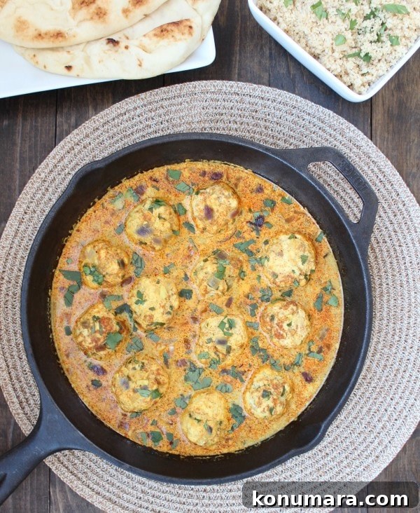 Indian Chicken Curry Meatballs in Vindaloo Sauce