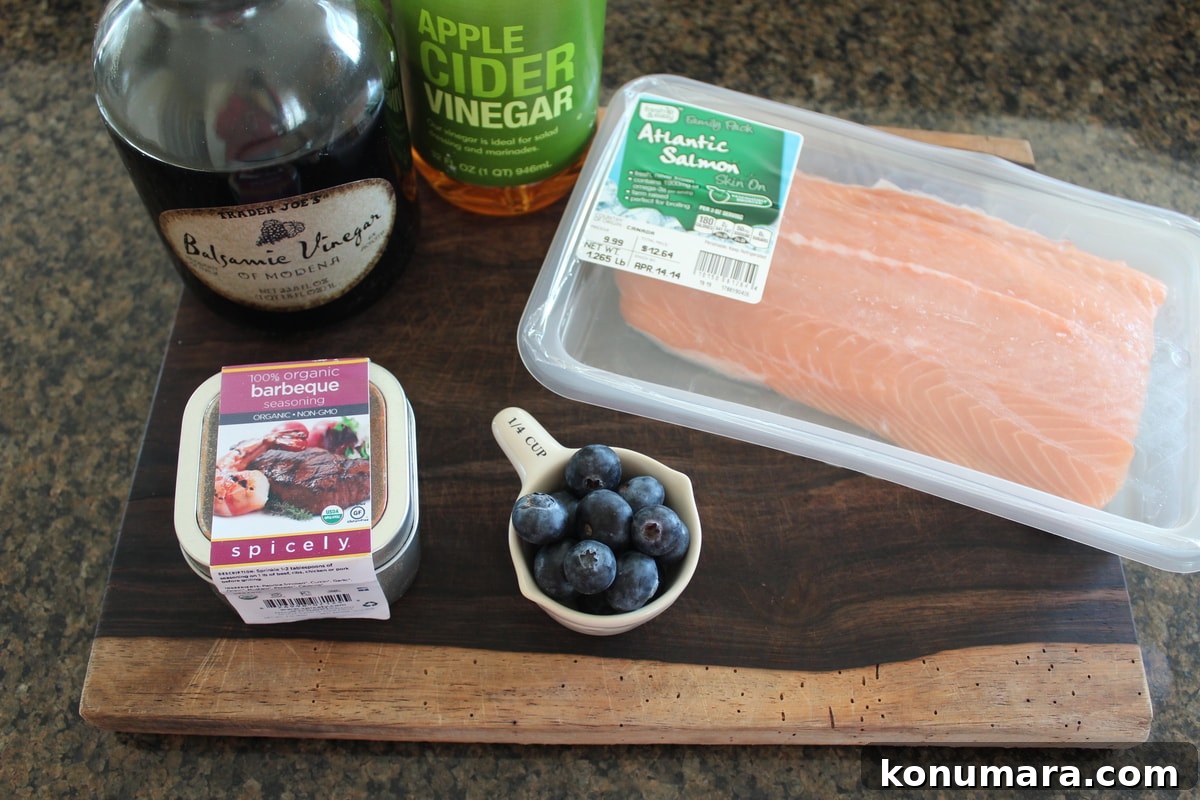 Grilled Salmon with Blueberry BBQ Glaze 3 Blueberry BBQ Grilled Salmon Ingredients