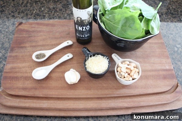 Homemade Spinach Pesto: Bright Sauce for Pasta and Sandwiches 4 Spinach Pesto Ingredients
