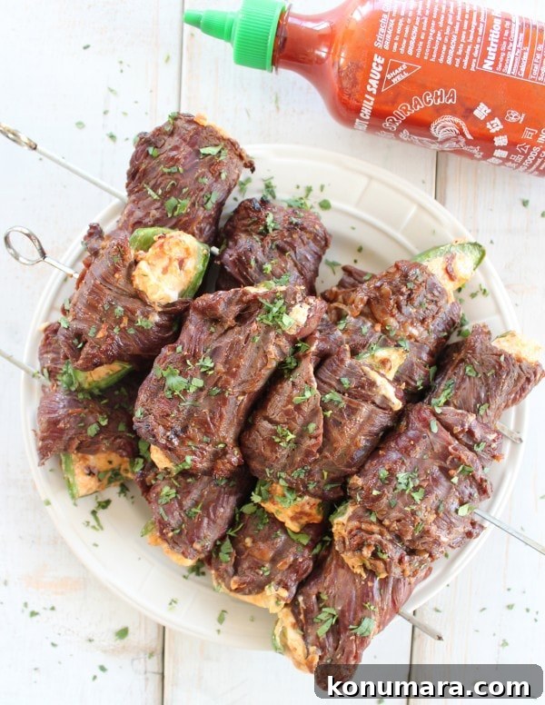 Sriracha Steak Wrapped Jalapeño Poppers