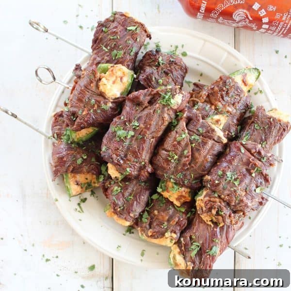 Sriracha Steak Wrapped Jalapeño Poppers