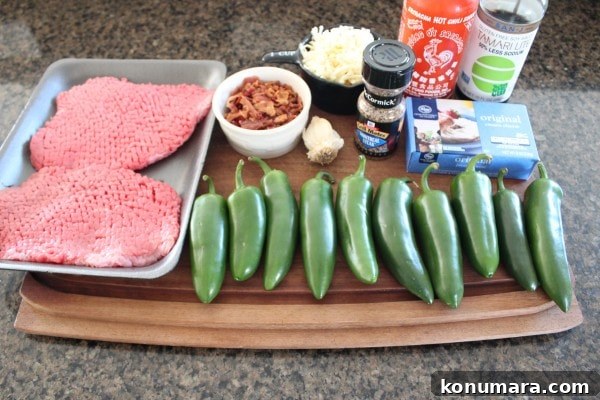 Steak Wrapped Jalapeño Popper Ingredients