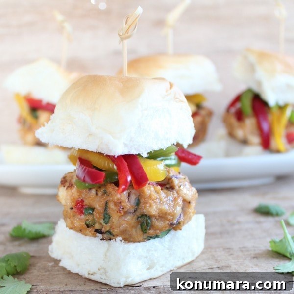 Asian Chicken Sliders with Bell Pepper Slaw