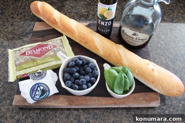 Blueberry, Goat Cheese and Pistachio Crostini Recipe 5 Blueberry Goat Cheese Crostini Ingredients