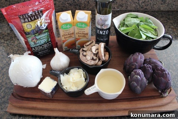 Spinach Artichoke Mushroom Risotto Ingredients