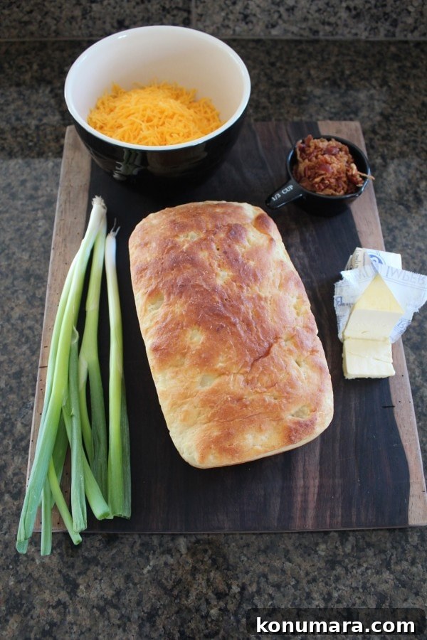 Loaded Baked Potato Bread Recipe with Bacon & Cheddar 4 Loaded Baked Potato Bread Ingredients