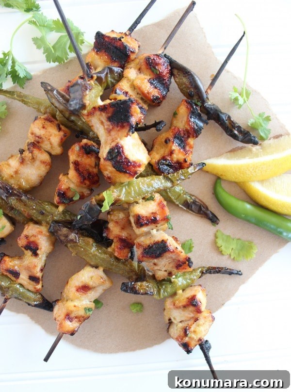 Roasted Jalapeño Honey Chicken Skewers