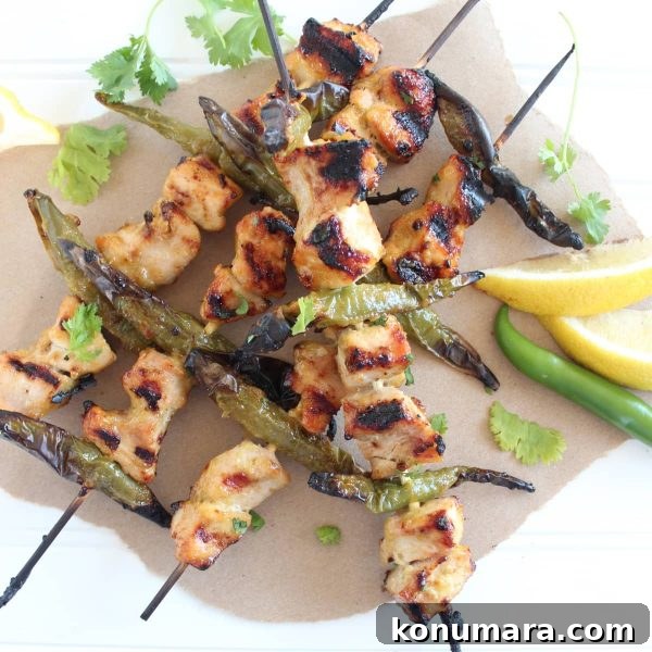 Roasted Jalapeño Honey Chicken Skewers
