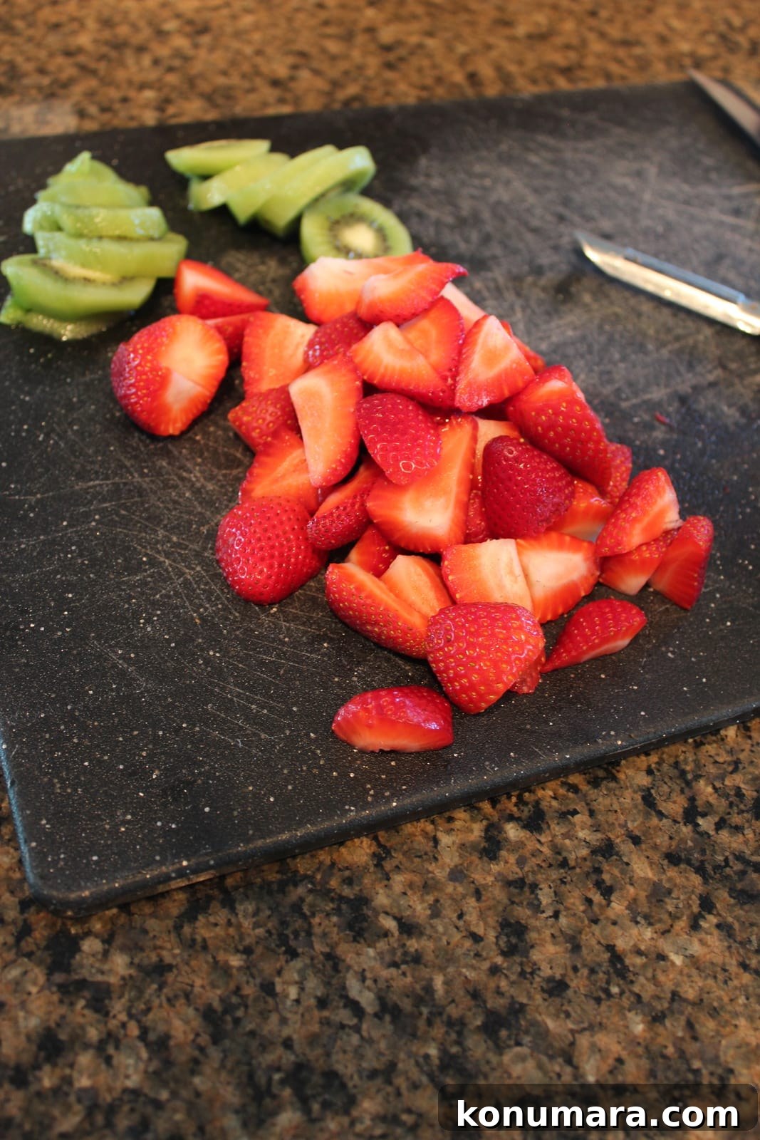 Freshly Sliced Strawberries and Kiwi