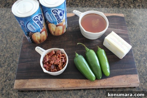 Bacon Jalapeño Honey Monkey Bread Ingredients