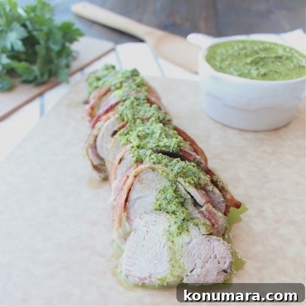Crispy Bacon Wrapped Chimichurri Pork Tenderloin 7 Bacon Wrapped Chimichurri Pork Tenderloin