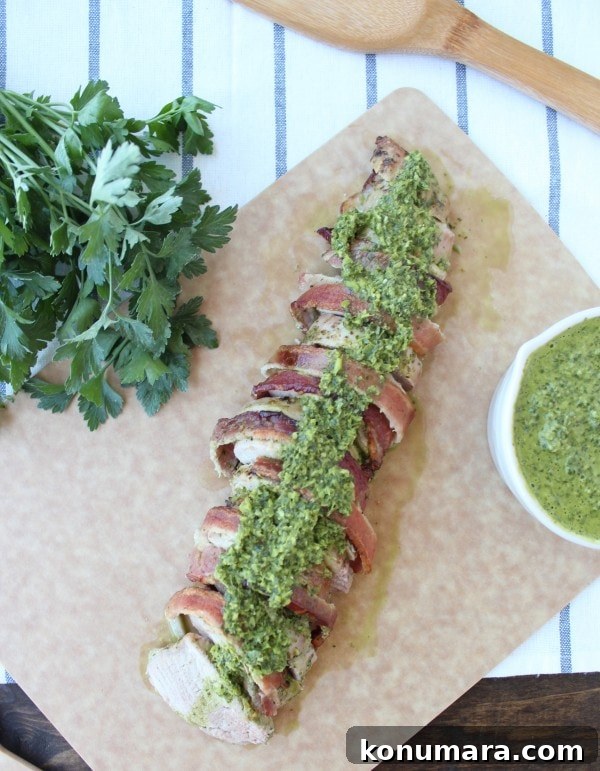 Crispy Bacon Wrapped Chimichurri Pork Tenderloin 4 Chimichurri Bacon Wrapped Pork Tenderloin