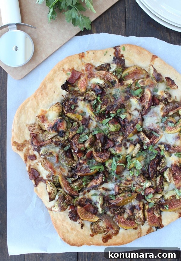 Brussels Sprouts Pizza with Honey, Figs and Bacon 2 Honey Fig Bacon Brussel Sprouts Pizza
