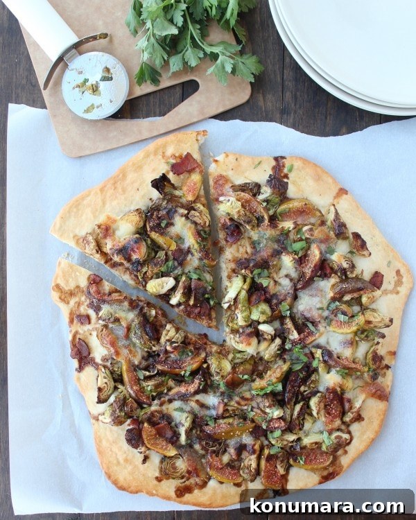 Brussels Sprouts Pizza with Honey, Figs and Bacon 7 Honey Fig Bacon Brussel Sprouts Pizza