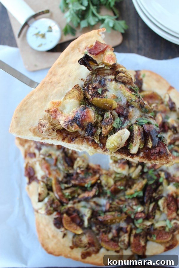 Brussels Sprouts Pizza with Honey, Figs and Bacon 8 Honey Fig Bacon Brussel Sprouts Pizza