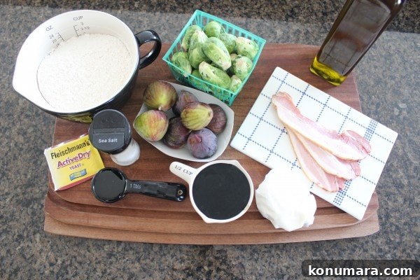 Brussels Sprouts Pizza with Honey, Figs and Bacon 5 Honey Fig Bacon Brussel Sprouts Pizza Ingredients