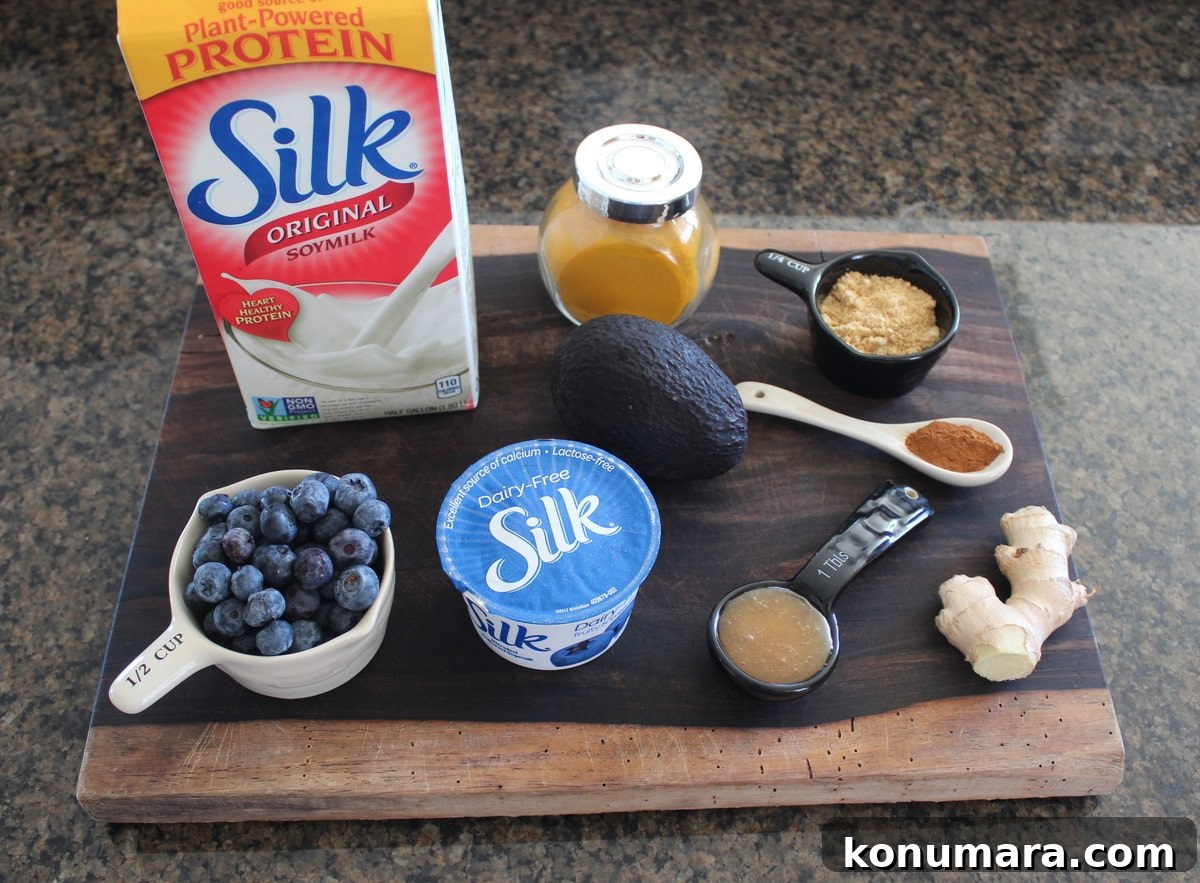 Ingredients for smoothie laid out