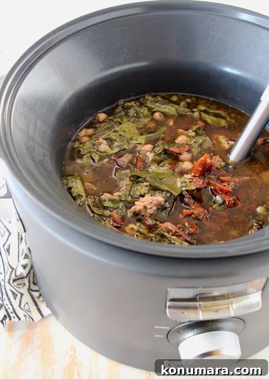 Greek Turkey Lemon Soup with Orzo 4 Greek turkey soup simmering in a slow cooker