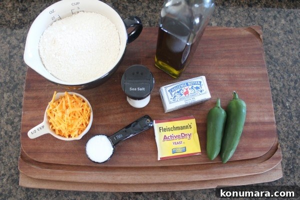 How to Make Jalapeno Cheddar Focaccia Bread 5 Jalapeño Cheddar Focaccia Bread Ingredients