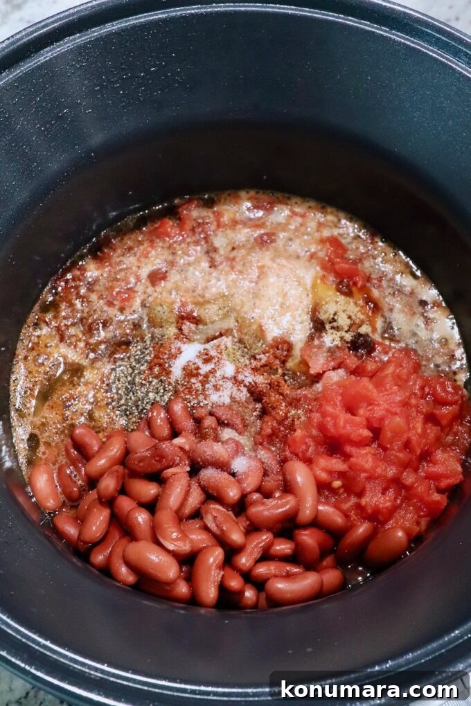 ingredients for chili separated in a pot