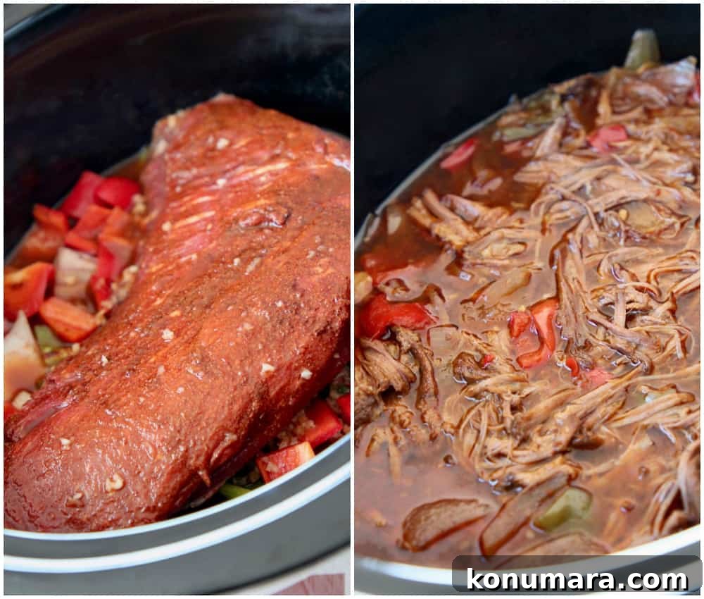 Mexican shredded beef in the slow cooker