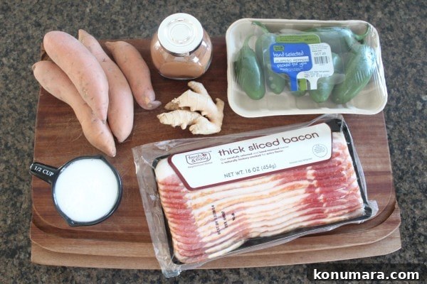 Bacon-Wrapped Sweet Potato Jalapeno Poppers Recipe 4 Bacon Sweet Potato Jalapeño Popper Ingredients