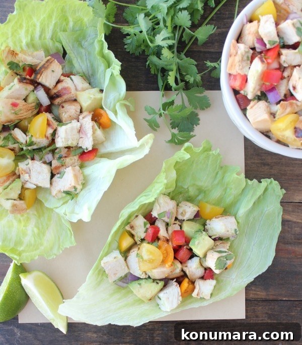 Chili Lime Chicken Taco Lettuce Cups