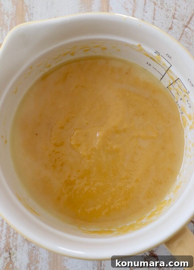 pumpkin puree and melted butter mixed