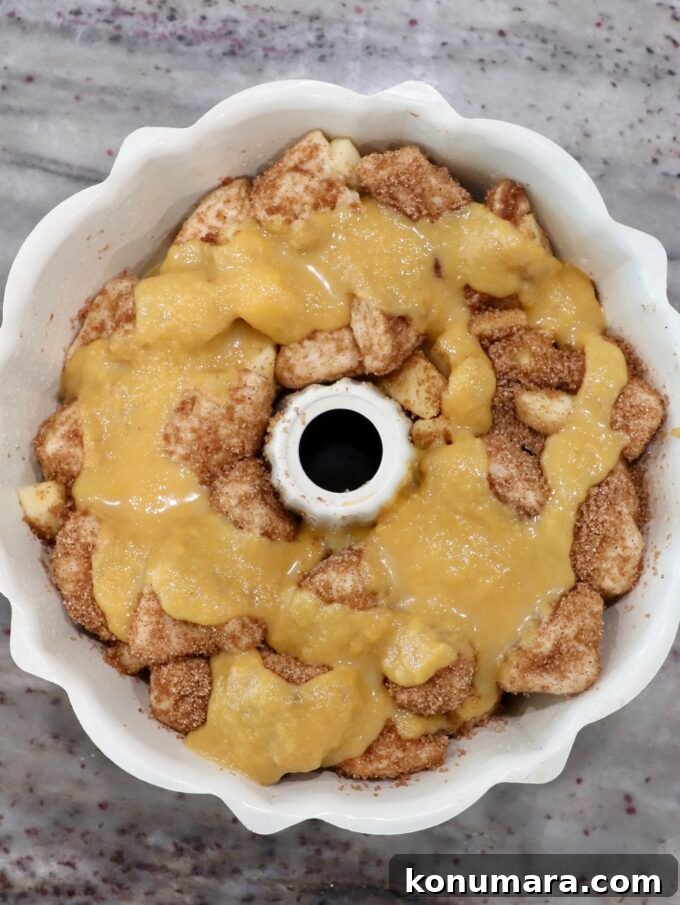 monkey bread topped with pumpkin mixture