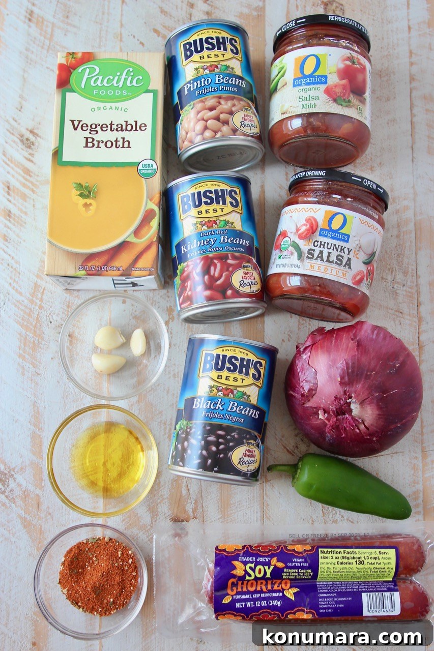 Hearty Slow Cooker Vegan Chili Recipe 3 ingredients for vegan chili