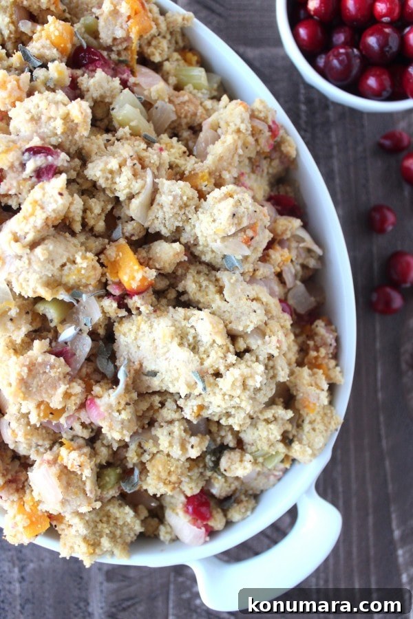 Gluten Free Butternut Squash Cranberry Cornbread Stuffing